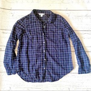 Old Navy blue windowpane button up shirt